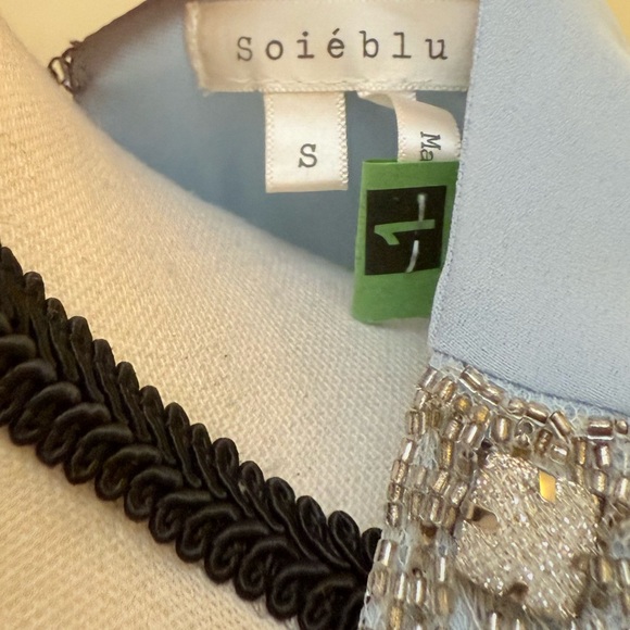 Sky Blue Sleeveless Dress with Embellished Beaded Neckline - Picture 7 of 7